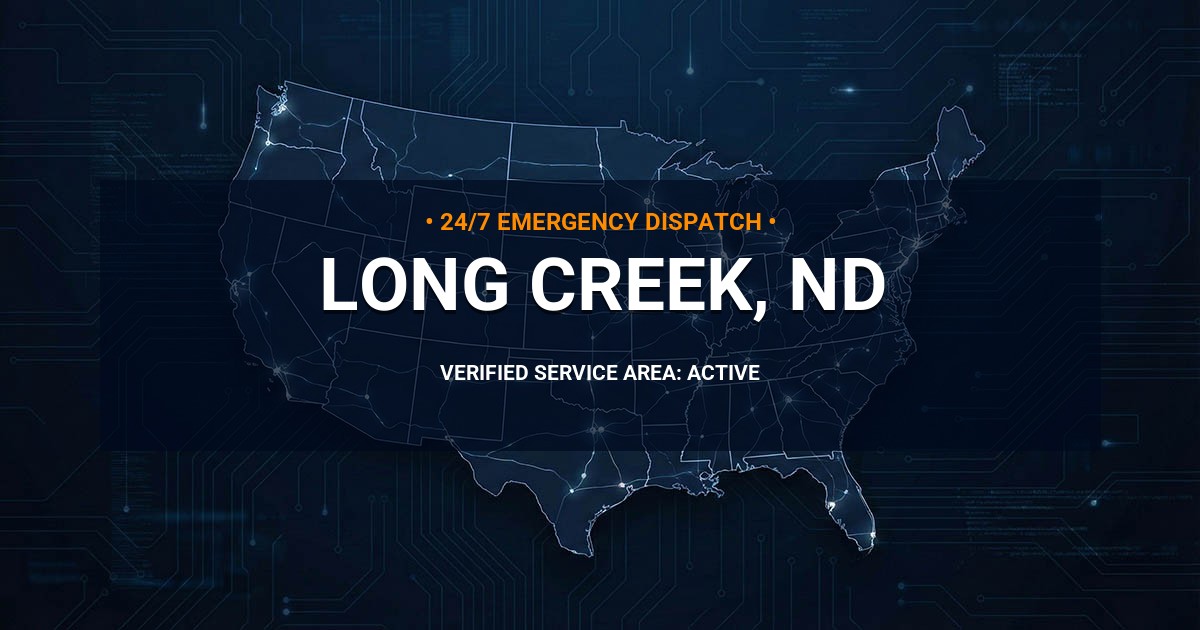 Emergency Plumbing Dispatch Map for Plumbing Services: Long Creek, ND
