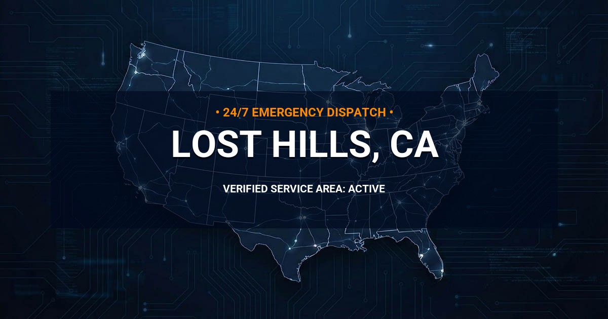 Emergency Plumbing Dispatch Map for Plumbing Services: Lost Hills, CA