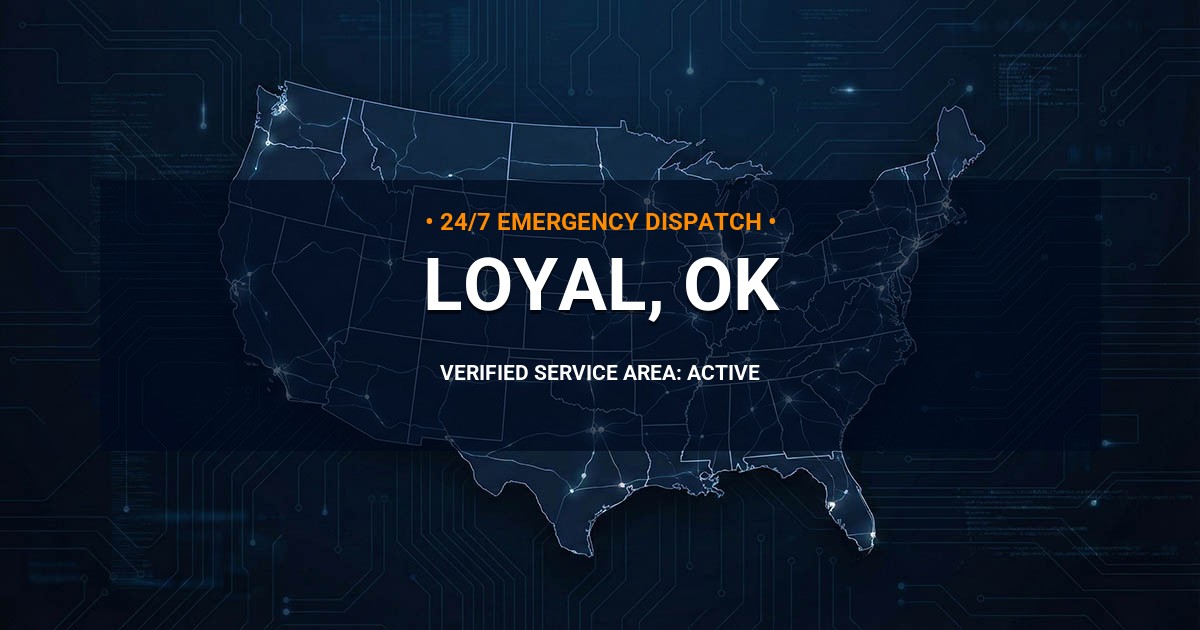 Emergency Plumbing Dispatch Map for Plumbing Services: Loyal, OK