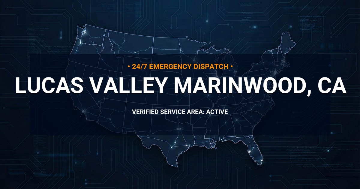 Emergency Plumbing Dispatch Map for Plumbing Services: Lucas Valley-Marinwood, CA