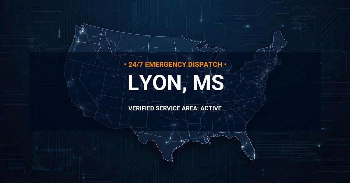 Emergency Plumbing Dispatch Map for Plumbing Services: Lyon, MS