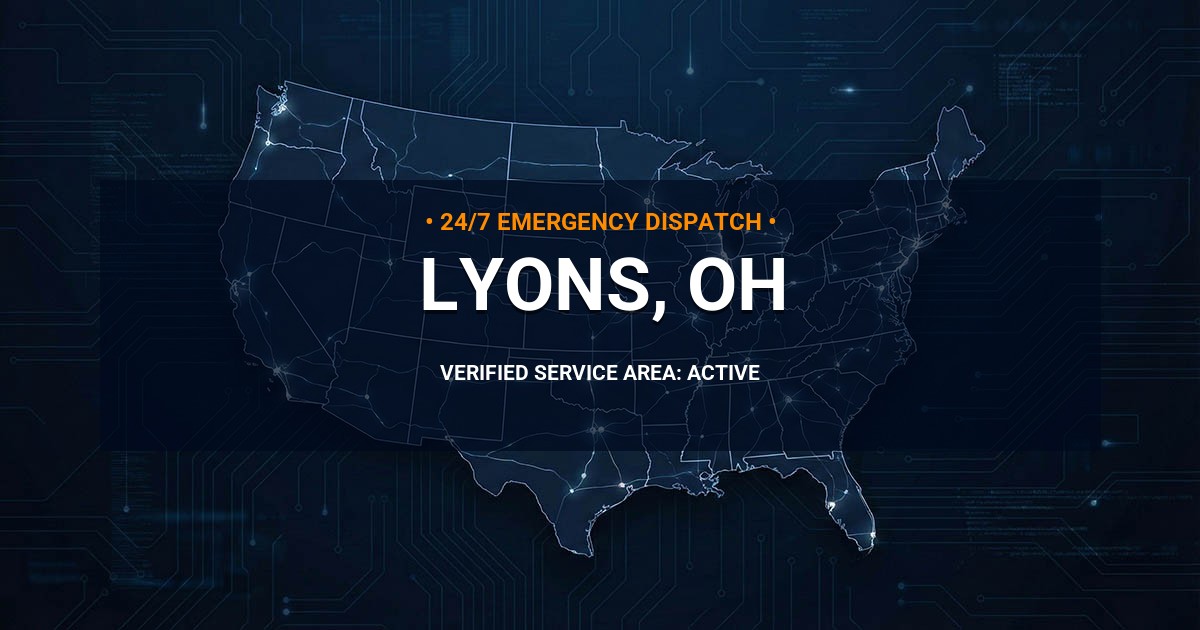 Emergency Plumbing Dispatch Map for Plumbing Services: Lyons, OH