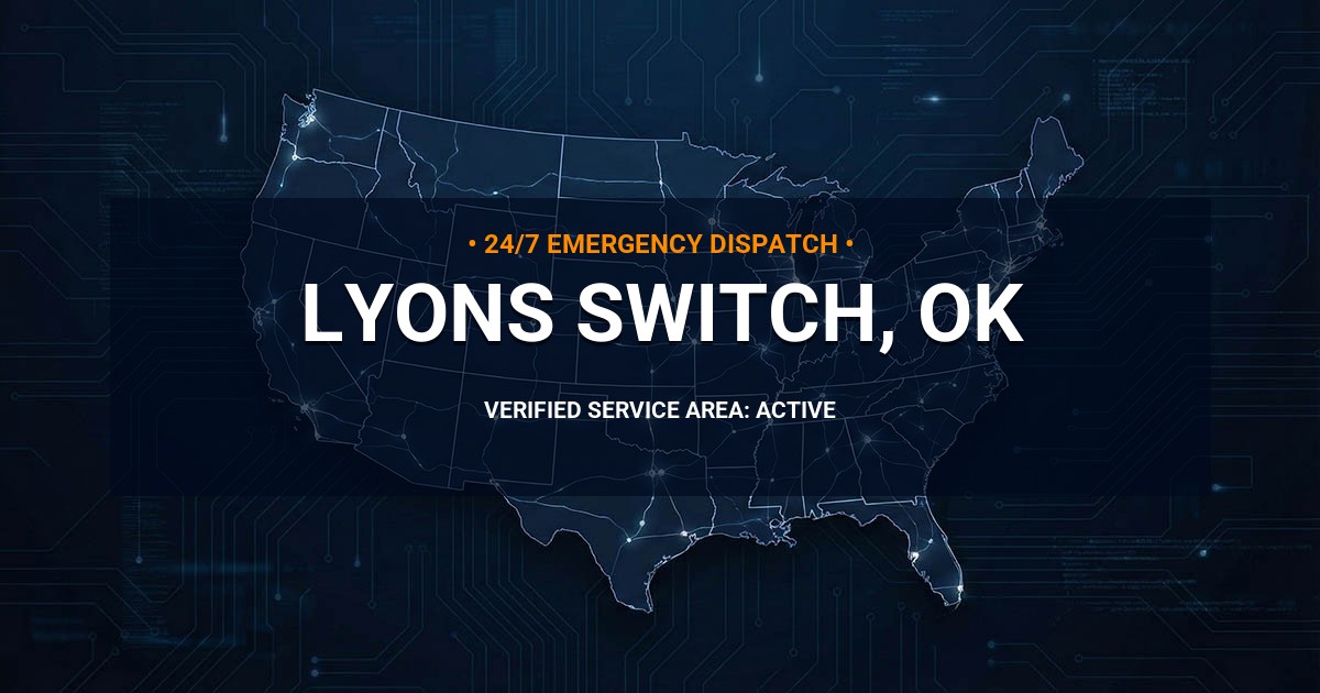 Emergency Plumbing Dispatch Map for Plumbing Services: Lyons Switch, OK