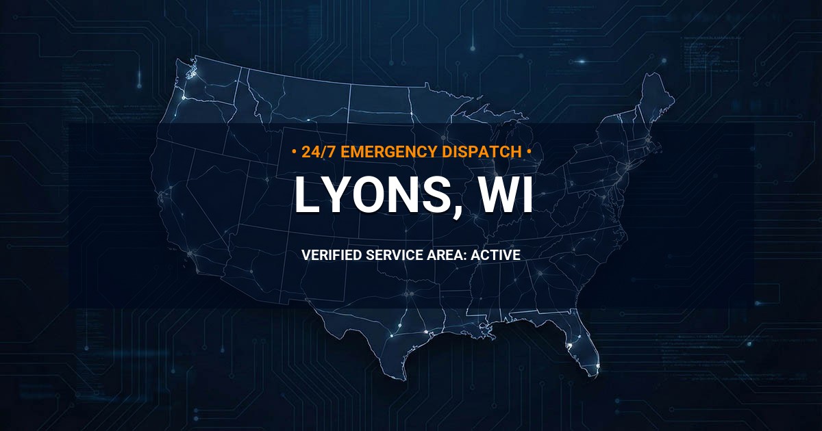 Emergency Plumbing Dispatch Map for Plumbing Services: Lyons, WI
