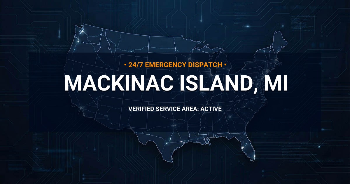 Emergency Plumbing Dispatch Map for Plumbing Services: Mackinac Island, MI