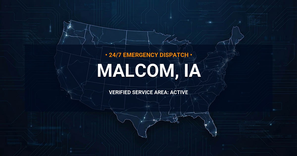 Emergency Plumbing Dispatch Map for Plumbing Services: Malcom, IA