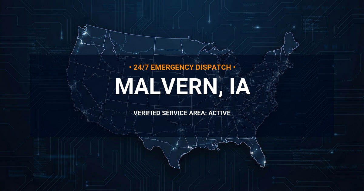 Emergency Plumbing Dispatch Map for Plumbing Services: Malvern, IA
