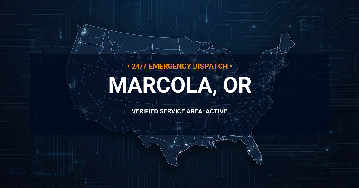 Emergency Plumbing Dispatch Map for Plumbing Services: Marcola, OR