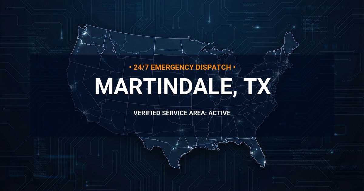 Emergency Plumbing Dispatch Map for Plumbing Services: Martindale, TX