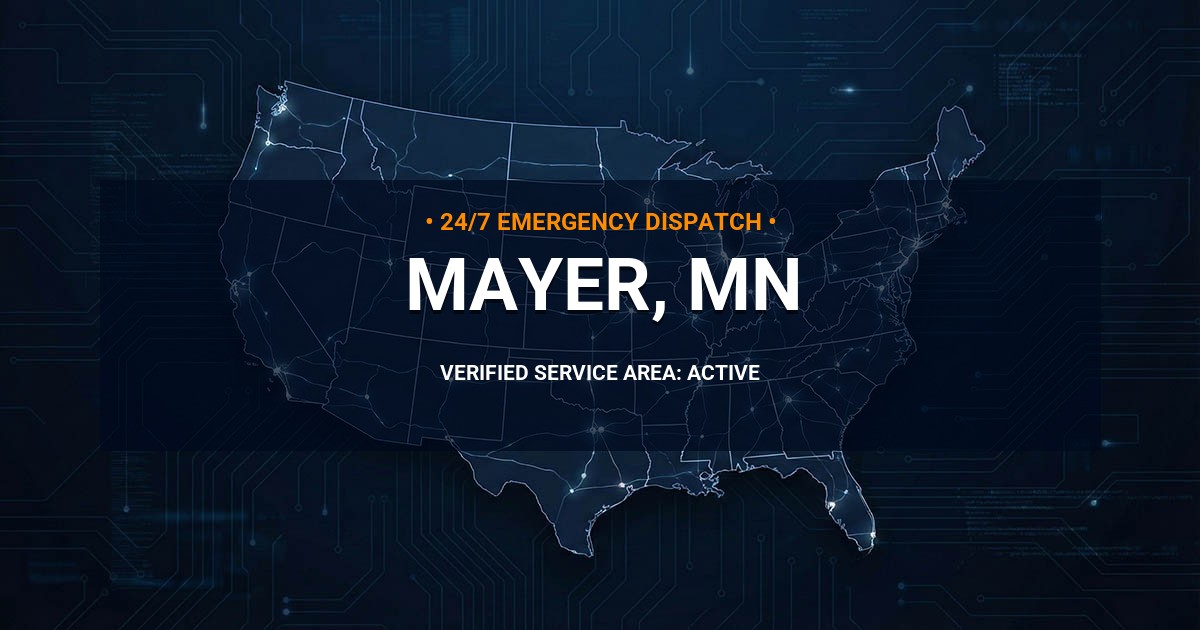 Emergency Plumbing Dispatch Map for Plumbing Services: Mayer, MN