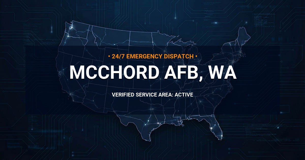 Emergency Plumbing Dispatch Map for Plumbing Services: McChord AFB, WA