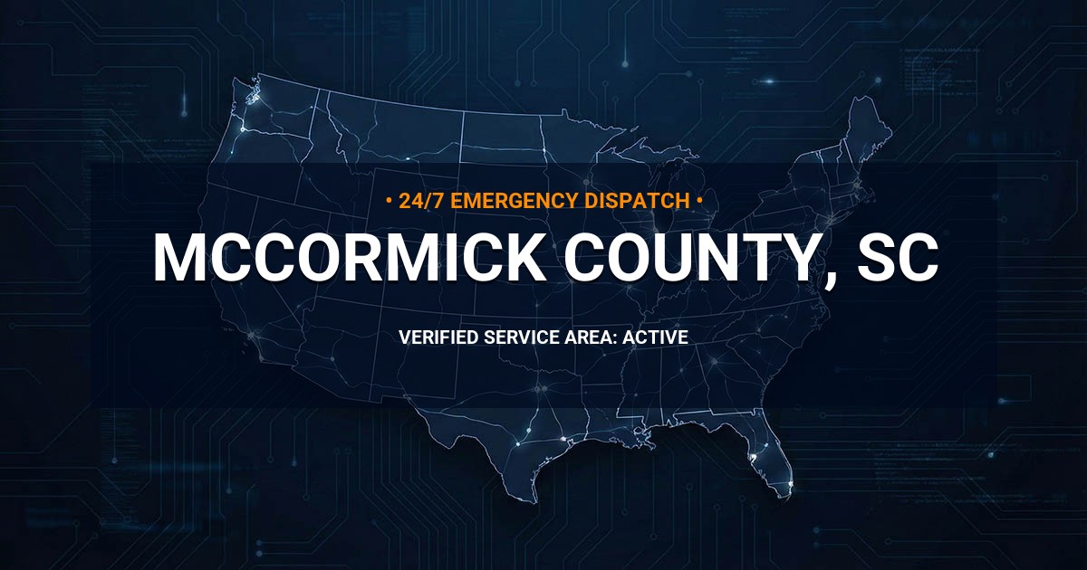 Emergency Plumbing Dispatch Map for McCormick County Plumbing Logistics