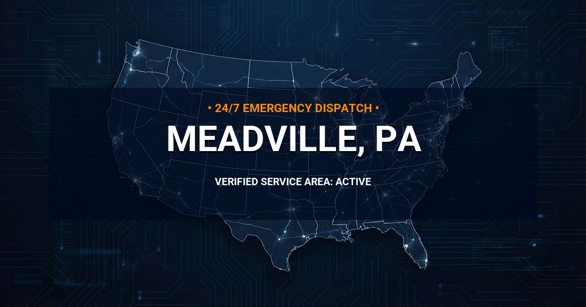Emergency Plumbing Dispatch Map for Plumbing Services: Meadville, PA