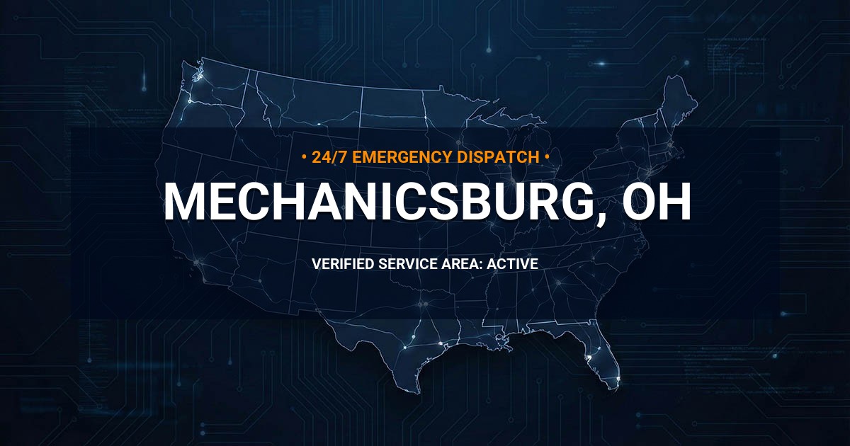 Emergency Plumbing Dispatch Map for Plumbing Services: Mechanicsburg, OH