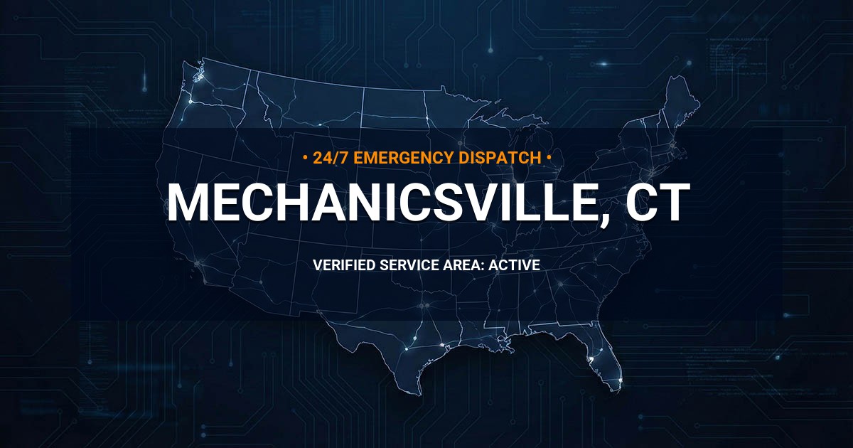 Emergency Plumbing Dispatch Map for Plumbing Services: Mechanicsville, CT