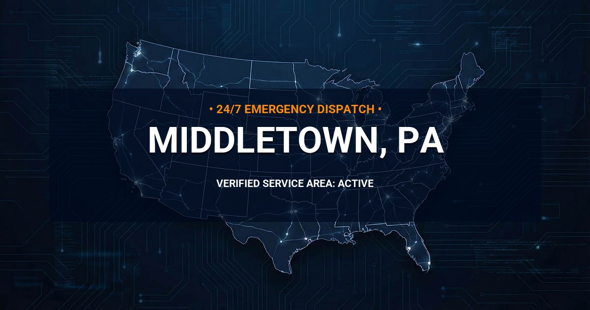 Emergency Plumbing Dispatch Map for Plumbing Services: Middletown, PA