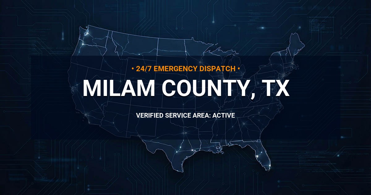 Emergency Plumbing Dispatch Map for Milam County Plumbing Logistics