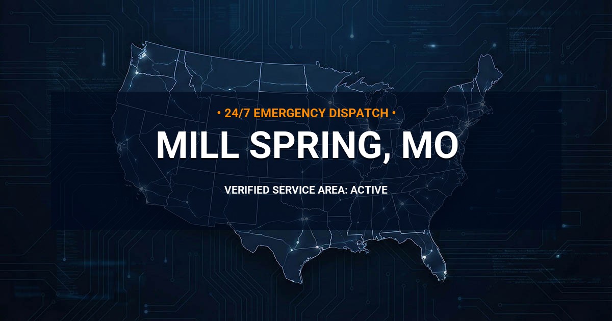 Emergency Plumbing Dispatch Map for Plumbing Services: Mill Spring, MO