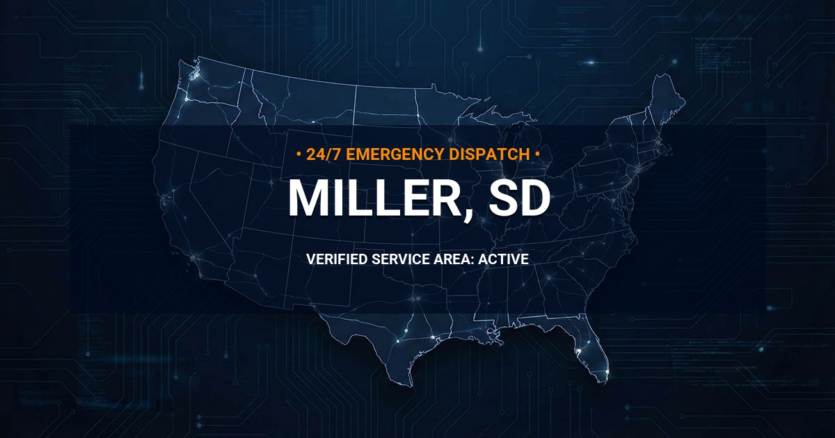 Emergency Plumbing Dispatch Map for Plumbing Services: Miller, SD