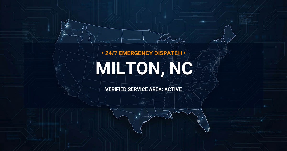 Emergency Plumbing Dispatch Map for Plumbing Services: Milton, NC
