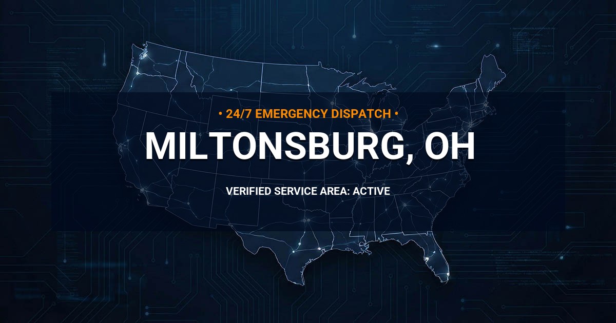 Emergency Plumbing Dispatch Map for Plumbing Services: Miltonsburg, OH