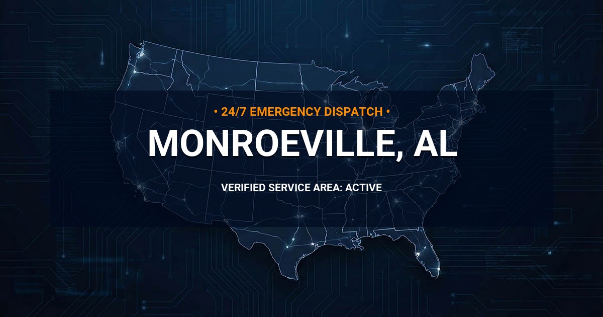 Emergency Plumbing Dispatch Map for Plumbing Services: Monroeville, AL