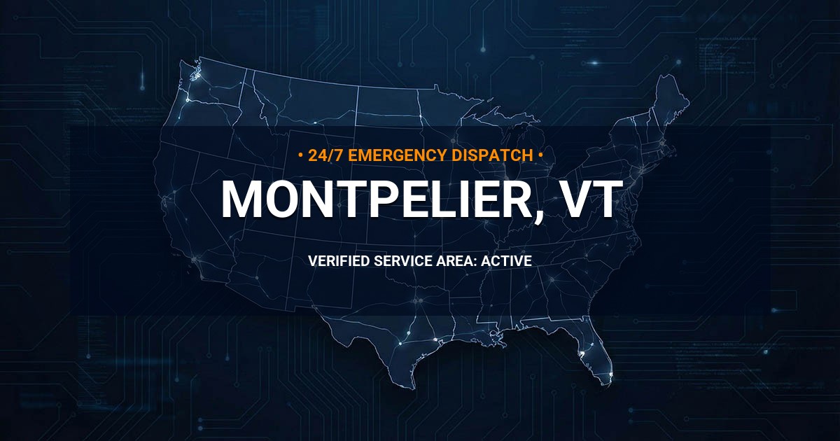 Emergency Plumbing Dispatch Map for Plumbing Services: Montpelier, VT