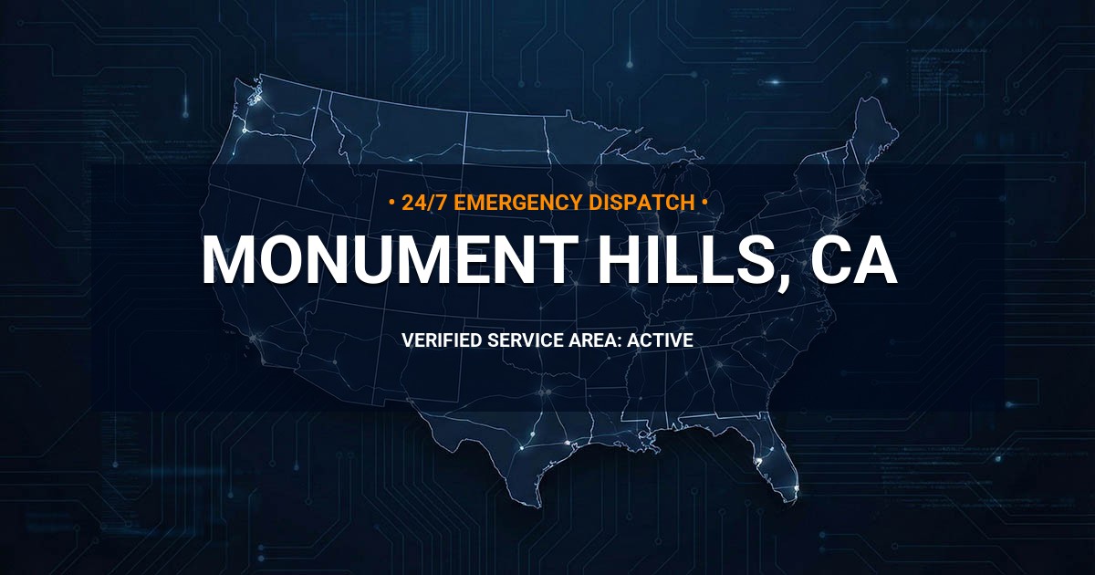 Emergency Plumbing Dispatch Map for Plumbing Services: Monument Hills, CA