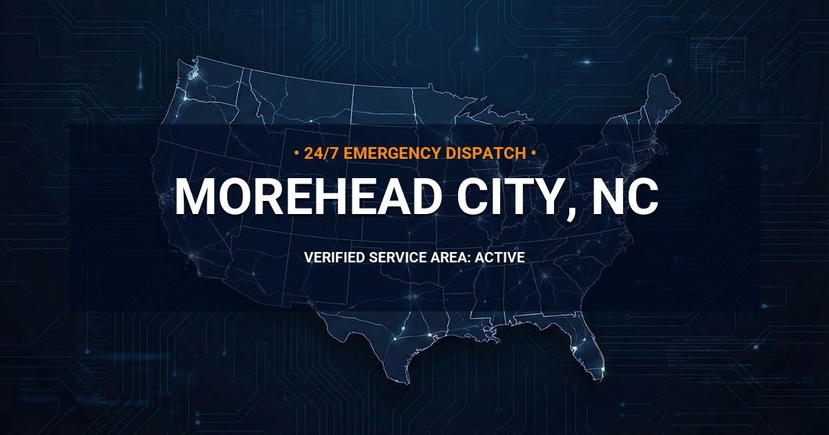 Emergency Plumbing Dispatch Map for Plumbing Services: Morehead City, NC