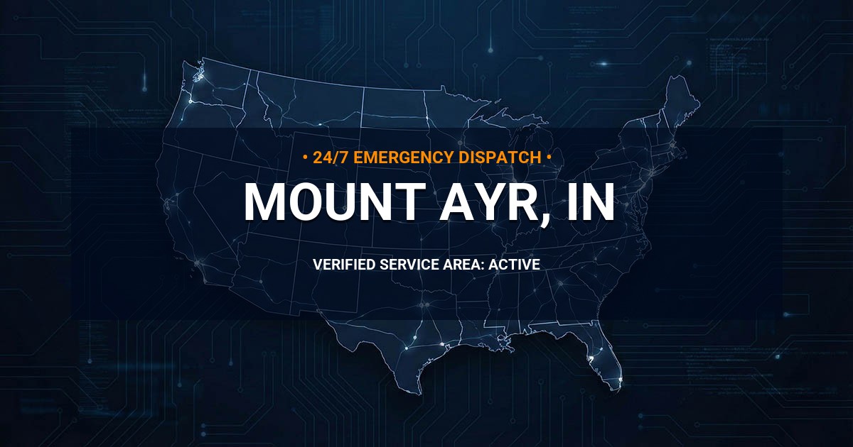 Emergency Plumbing Dispatch Map for Plumbing Services: Mount Ayr, IN