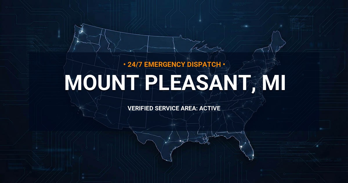 Emergency Plumbing Dispatch Map for Plumbing Services: Mount Pleasant, MI