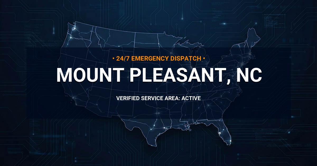 Emergency Plumbing Dispatch Map for Plumbing Services: Mount Pleasant, NC