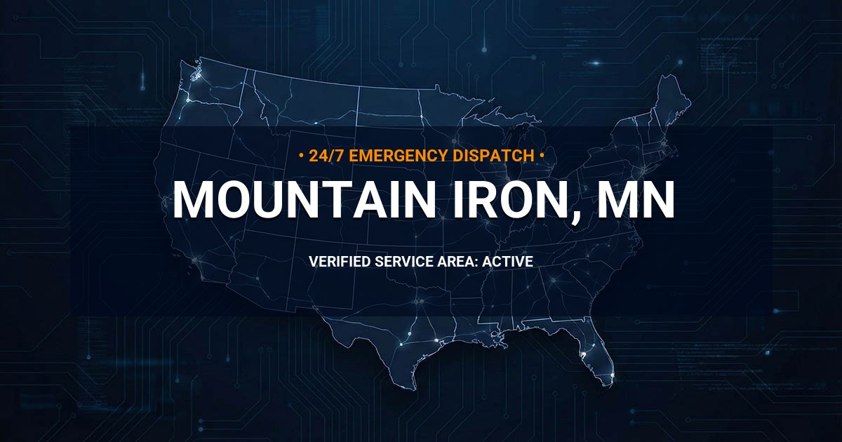 Emergency Plumbing Dispatch Map for Plumbing Services: Mountain Iron, MN