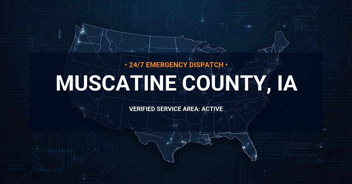 Emergency Plumbing Dispatch Map for Muscatine County Plumbing Logistics