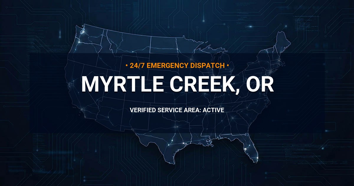 Emergency Plumbing Dispatch Map for Plumbing Services: Myrtle Creek, OR