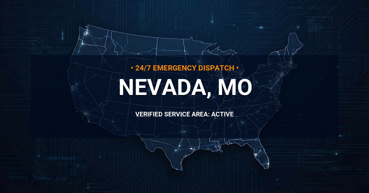 Emergency Plumbing Dispatch Map for Plumbing Services: Nevada, MO