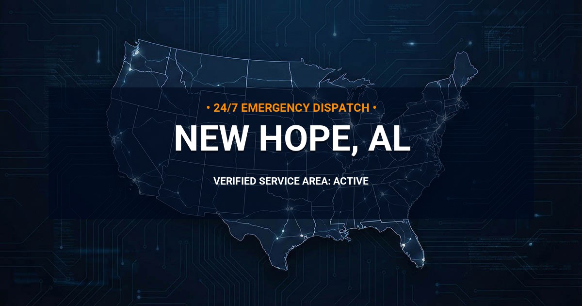 Emergency Plumbing Dispatch Map for Plumbing Services: New Hope, AL