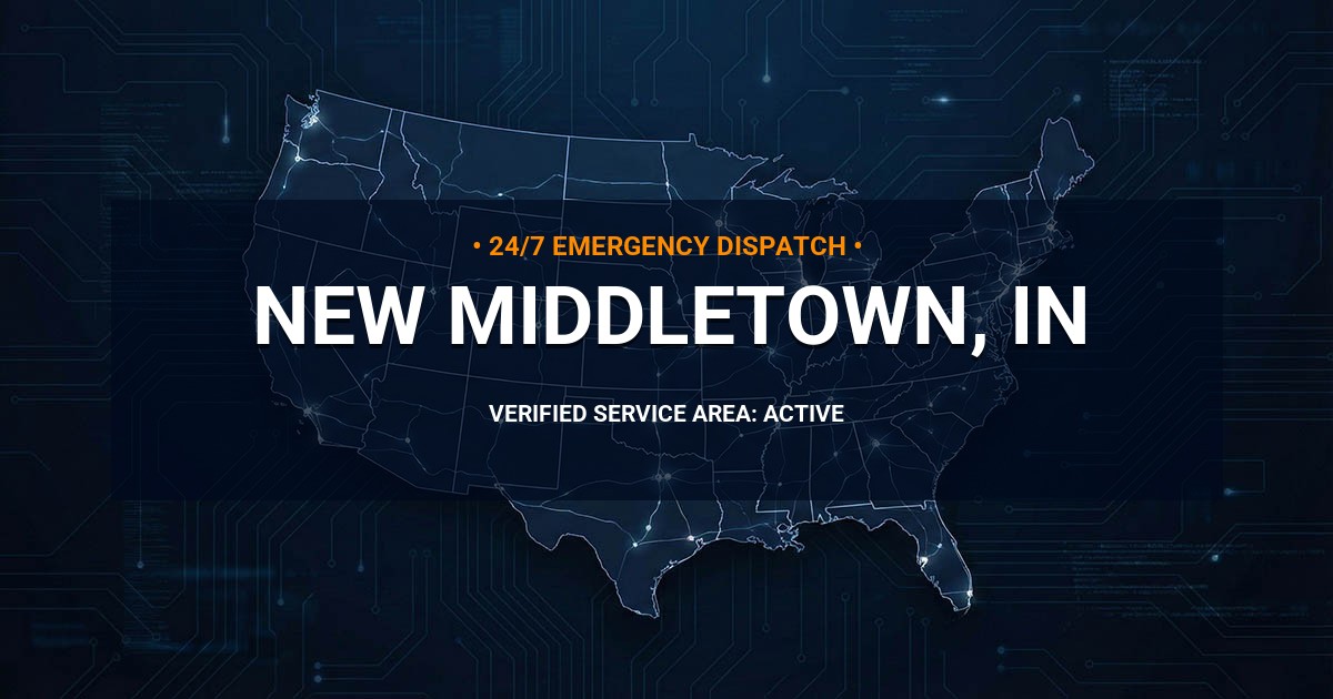 Emergency Plumbing Dispatch Map for Plumbing Services: New Middletown, IN