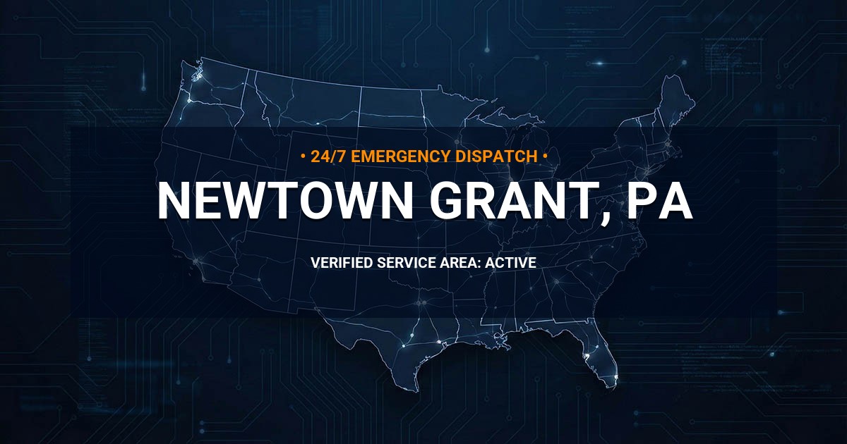Emergency Plumbing Dispatch Map for Plumbing Services: Newtown Grant, PA