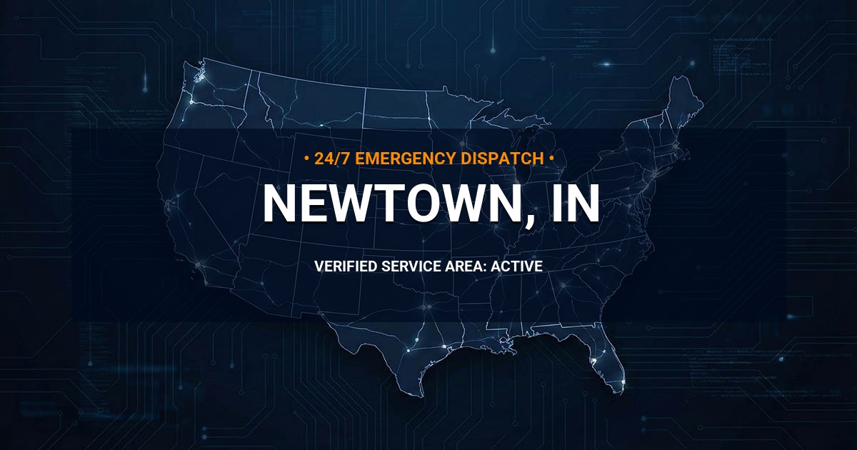 Emergency Plumbing Dispatch Map for Plumbing Services: Newtown, IN