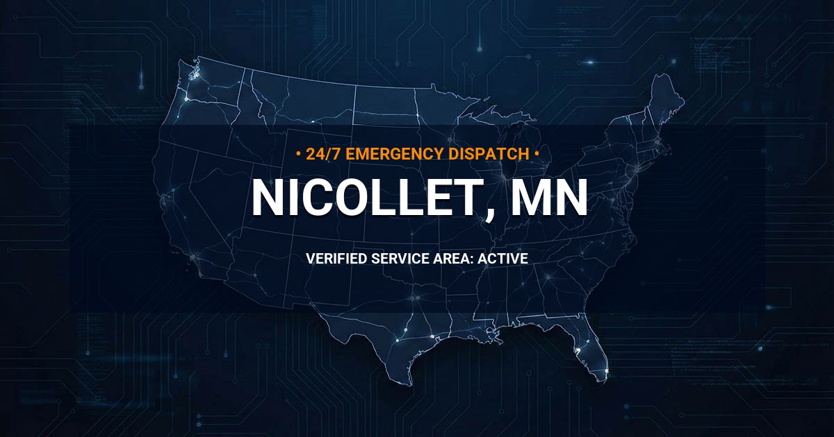 Emergency Plumbing Dispatch Map for Plumbing Services: Nicollet, MN