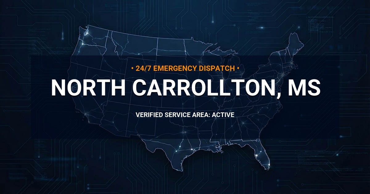 Emergency Plumbing Dispatch Map for Plumbing Services: North Carrollton, MS