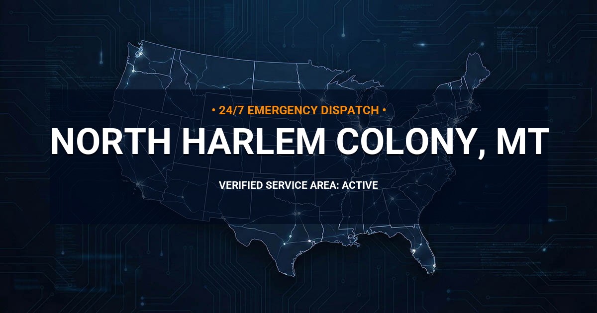 Emergency Plumbing Dispatch Map for Plumbing Services: North Harlem Colony, MT