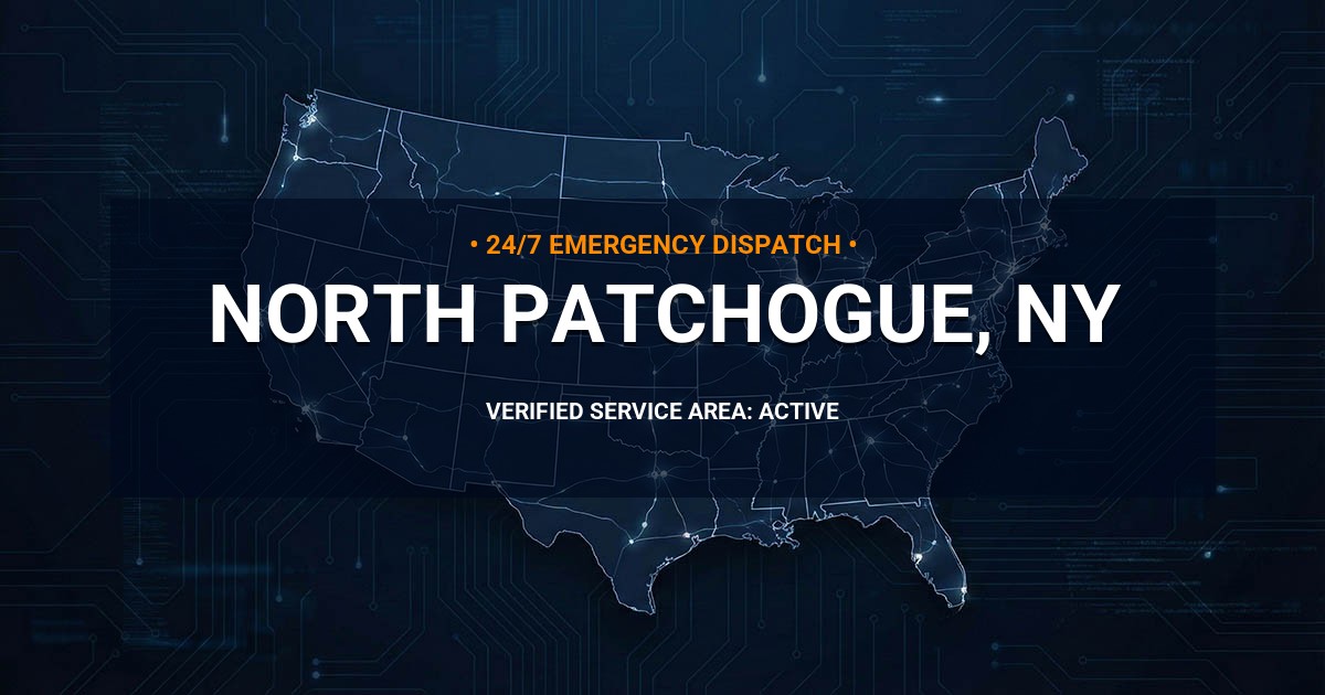 Emergency Plumbing Dispatch Map for Plumbing Services: North Patchogue, NY