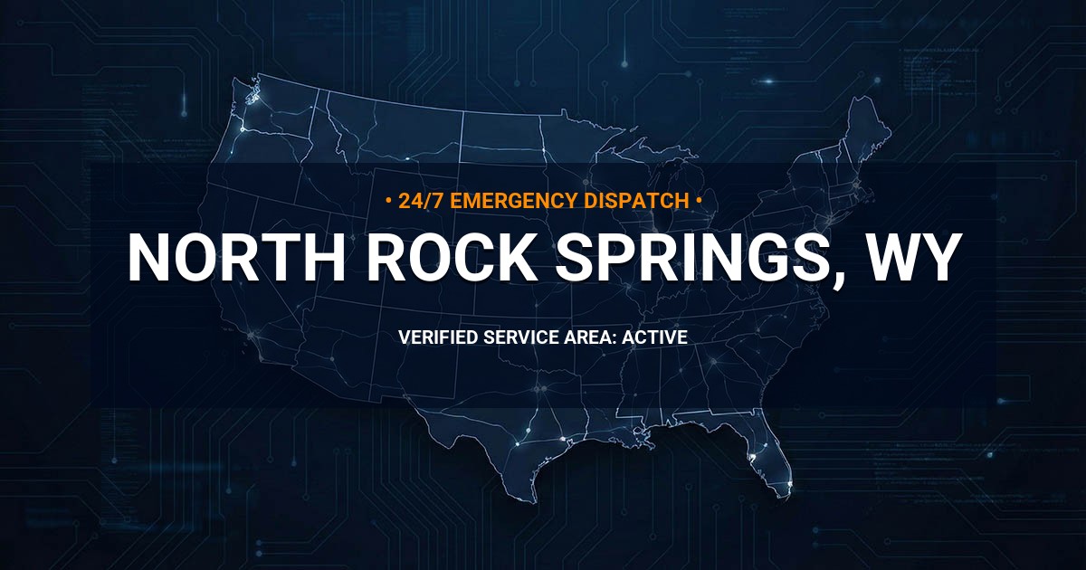 Emergency Plumbing Dispatch Map for Plumbing Services: North Rock Springs, WY
