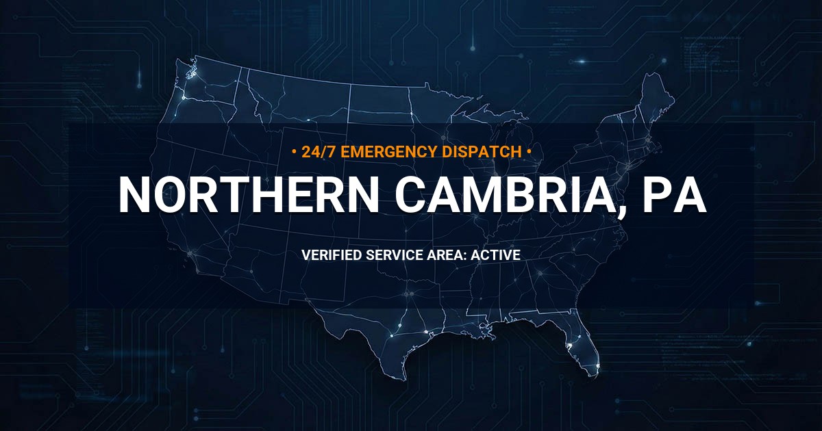 Emergency Plumbing Dispatch Map for Plumbing Services: Northern Cambria, PA