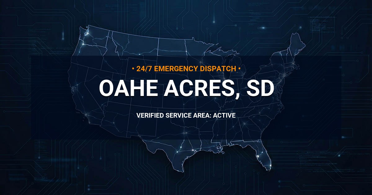 Emergency Plumbing Dispatch Map for Plumbing Services: Oahe Acres, SD