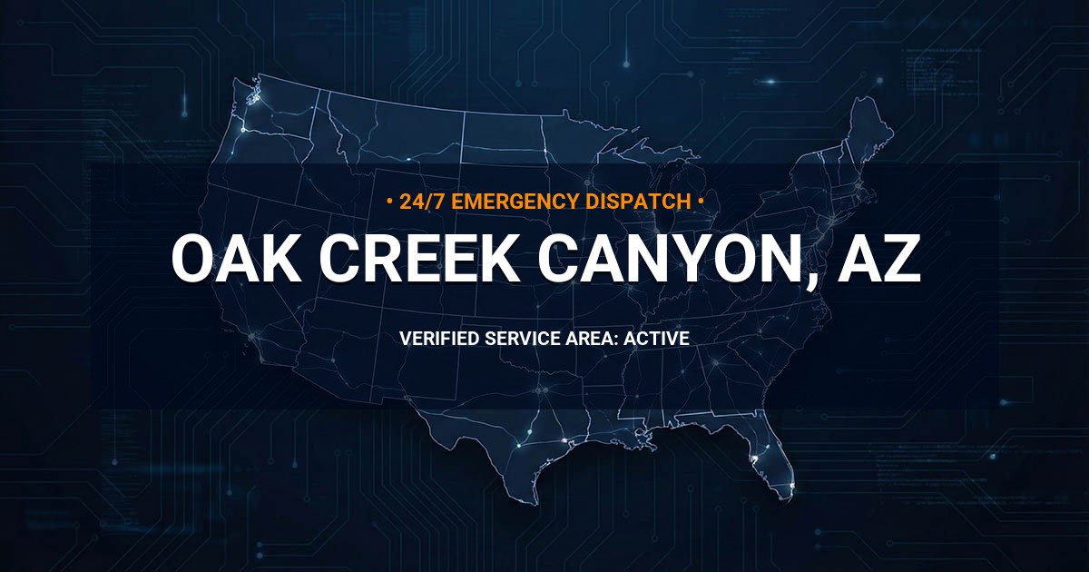 Emergency Plumbing Dispatch Map for Plumbing Services: Oak Creek Canyon, AZ