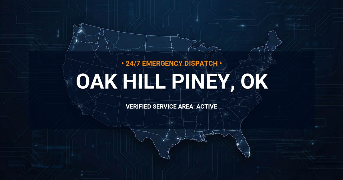 Emergency Plumbing Dispatch Map for Plumbing Services: Oak Hill-Piney, OK