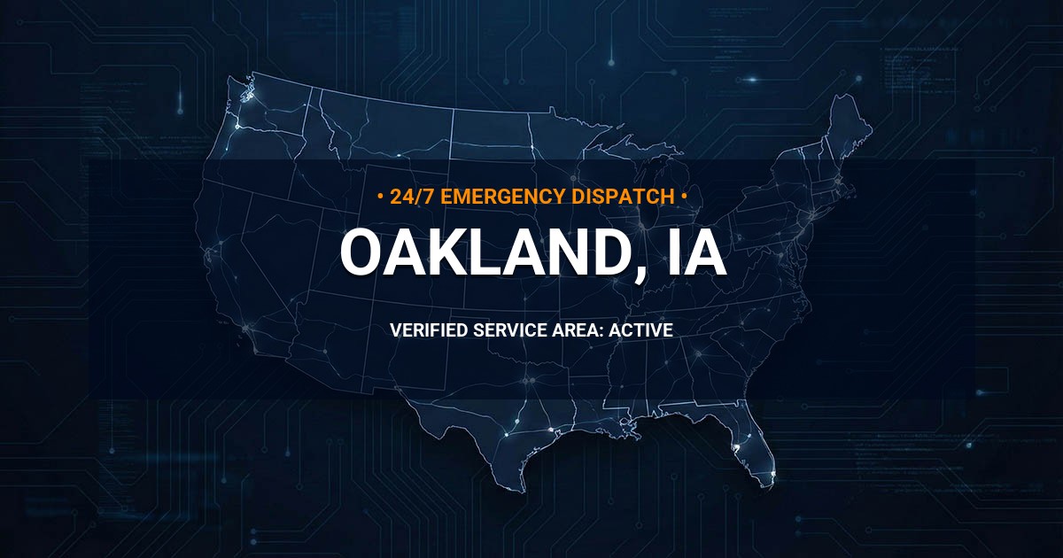 Emergency Plumbing Dispatch Map for Plumbing Services: Oakland, IA